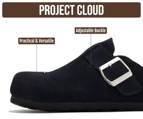 Image of Project Cloud 100% Genuine Leather Slip-ons Footbed Clogs for Women Sandals | Memory Foam Arch Support Slippers for Women; Trendy Slip-ons Women's Mules & Clogs Sandals; Non-Slip Outsole for comfort.