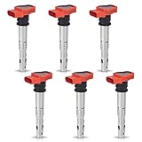 ENA Set of 6 Ignition Coil Pack UF529 Compatible with Audi Volkswagen VW 2005-2016 A3 A4 A5 R8 A6 A7 Q7 S4 TT 2006-2016 Jetta MK5 MK6 GTI Rabbit Golf Passat CC Tiguan Coils for 06E905115E C1631