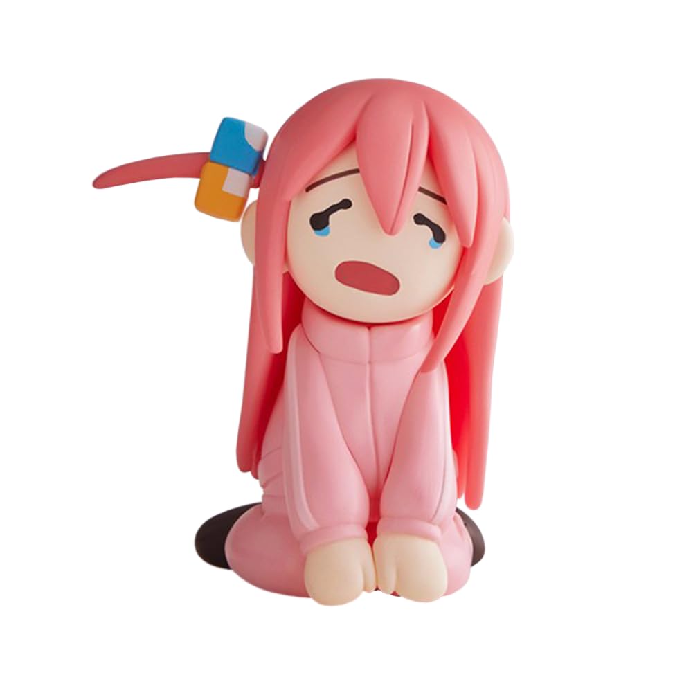 Jilijia Anime Bocchi The Rock Figure Statue Gotō Hitori Squatting Position Character Model PVC Q Version Anime Action Figurine Collectable Gifts 10CM
