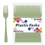 【Ample Quantity & Versatile Use】Each pack includes 50 pack 7.28-inch plastic forks, providing plenty of cutlery for guests. Perfect for weddings, parties, picnics, catering, or daily meals. Available in multiple colors to match your theme. 【Premium &...