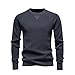 Mens Crew Neck Knit Shirts Casual Long Sleeve Classic Work Business Pullover Tops Slim Fit Casual Fashion Sweaters Dark Gray