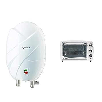 Bajaj Flora Instant 3 Litre Vertical Water Heater, White & Majesty 1603 T 16-Litre Oven Toaster Grill (Wh