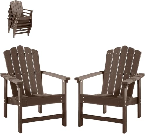 AACUEL Folding Adirondack Chair Set of 2, HDPE Outdoor...