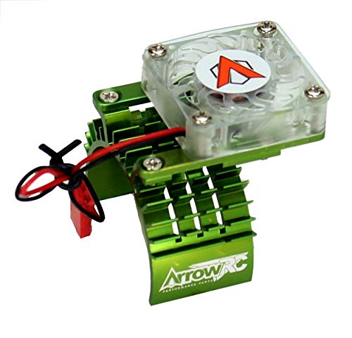 Powerhobby Aluminum Motor Heatsink Cooling Fan For 1/10 540 / 550 Size Motor GUN Fits : Castle Creations Assosicated Hpi Axial Duratrax Vatterra ECX RC4WD Traxxas Tamiya Arrma