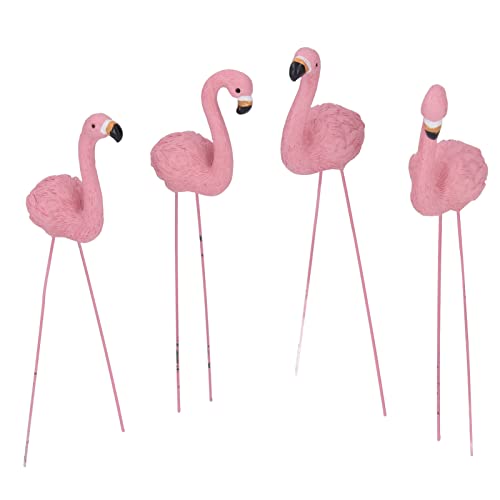 4 Flamingo Garten Statue, Flamingo Deko Figuren Miniatur Gartendeko,...