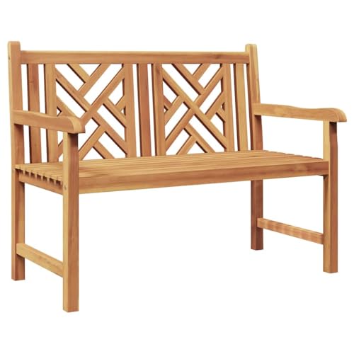 vidaXL Banc Marron 114 x 60 x 90 cm Bois de Teck Massif, Banc de Jardin Rustique et terrasse, Assise en Bois Durable pour Salon extérieur, chaises de Patio,...
