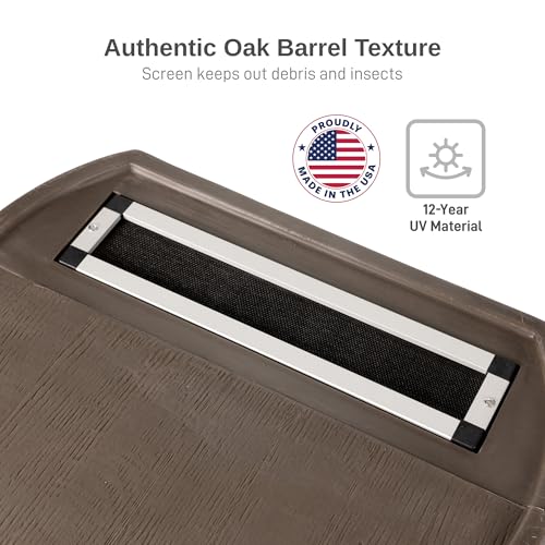 50-Gallon Rain Barrel with Brass Spigot, Flat Back Rain Water Collection Barrel, Walnut Color