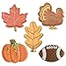 Fall Thanksgiving Cookie Cutters 5-Pc. Set Made in USA by Ann Clark, Maple Leaf, Turkey, Oak Leaf, Pumpkin, Football