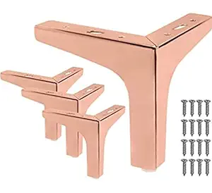 Aakash Decor Sofa Leg 3/4 / 5/6 Inches PVD Rose Gold Glossey Finish T Shape Set of 4