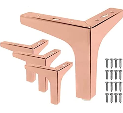 Image of Aakash Decor Sofa Legs 3 Inches (Set of 4) - Rose Gold Finish Metal Heavy Duty Furniture Leg for Home, Office Sofa Paya | Rustproof T- Shape Sofa Leg with Weight Capacity 300 Kg