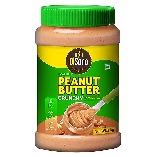 DiSano Peanut Butter, All Natural, Crunchy, Unsweetened, 30% Protein, Gluten Free, Non GMO, 1Kg