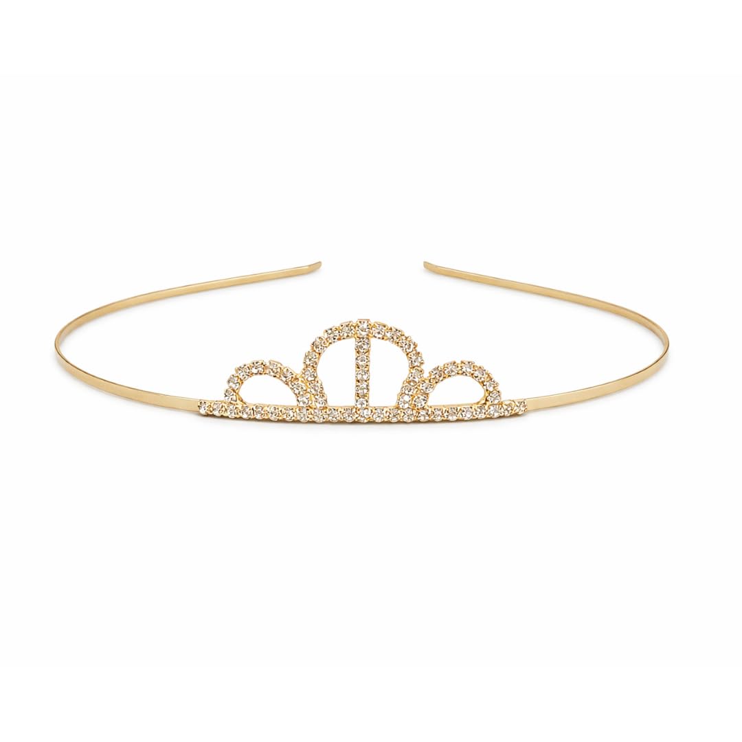 Elegant Crystal Princess Tiara Headband for Women & Girls | Gold Plated Crown Hair Accessory | Party, Wedding & Birthday Wear-image-8
