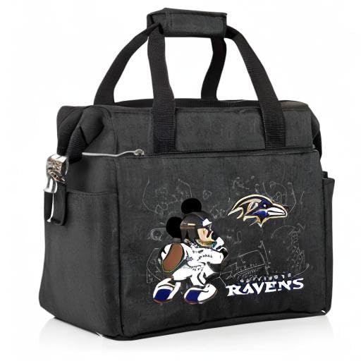 Image of PICNIC TIME NFL Mickey Mouse On The Go Lunch Bag - Soft Cooler Lunch Box - Insulated Lunch Bag, (Black)