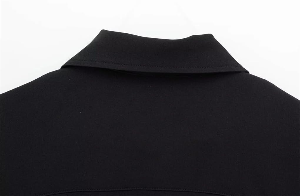 Women's Lapel Cropped Solid Zipper Shirt