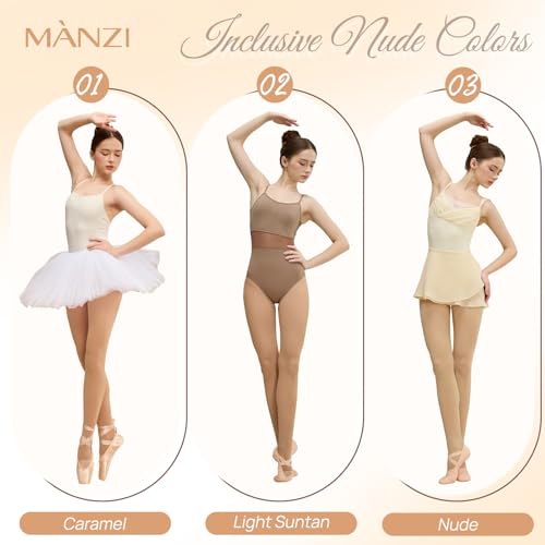 MANZI Women's Stirrup Tights Convertible Dance Tights Adult Women for Ballet Pack of 24