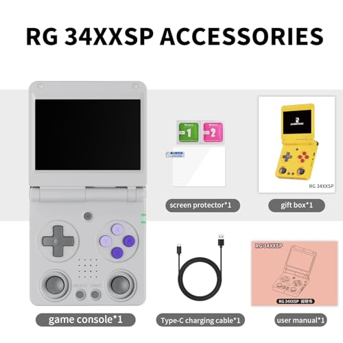 Image of Anbernic RG34XXSP Retro Handheld Game Console RG34XX SP Retro Gaming Console with 64G Preloaded 5000+ Games,3300 mAh Battey, Portable Pocket Arcade Support 30+ Simulators 5G WiFi Bluetooth HD Gray