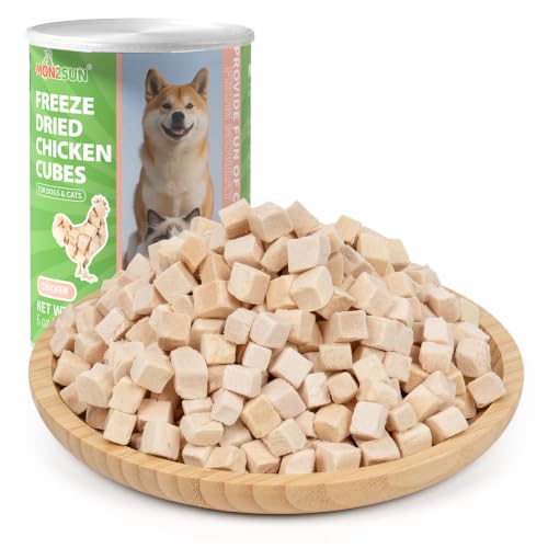 MON2SUN Freeze-Dried Chicken Dog and Cat Treats Single Ingredient Training Treats High Protein Grain-Free Snack & Food Topper 6 oz