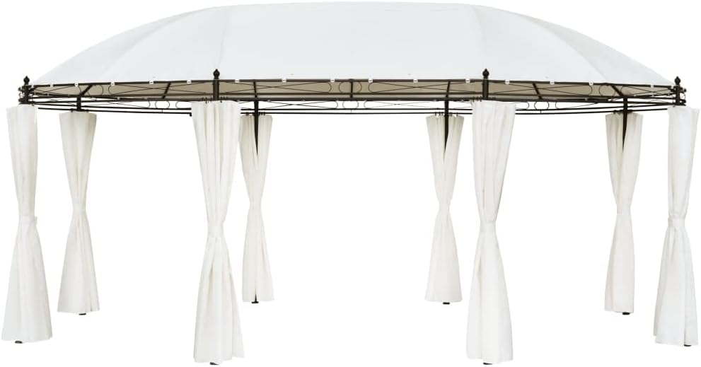 vidaXL Gazebo, Canopy Tent with Sidewall Curtains, Patio Pavilion with Steel Frame, Sunshade Wedding Party Tent for Garden Beach, White