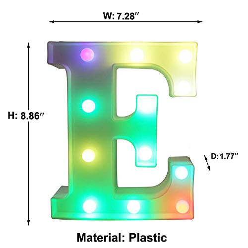 Image of Pooqla Colorful LED Marquee Letter Lights with Remote - Light Up Signs Party Bar Letters Decorations for The Home - Multicolor E