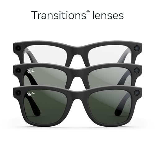 Image of Ray-Ban Meta (Gen 1), Wayfarer, Matte Black | Smart AI Glasses for Men, Women -12 MP Camera, Open-Ear Speakers for Audio, Video Recording and Bluetooth -Transitions Green Lenses -Wearable Technology