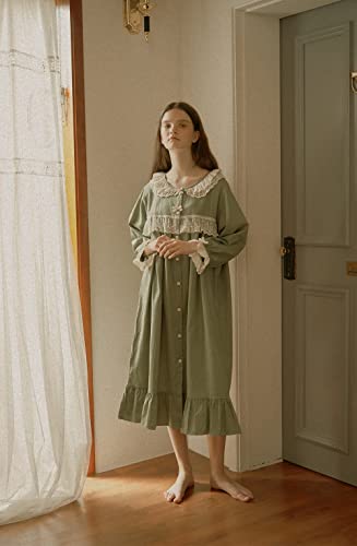 Chemises De Nuit pour Femmes Victorienne À Manches Longues Retro Palace Sexy Lace Sweet Nightdress Loose Home Service (Color : Green, Size : XL) Cover