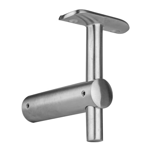 Cosch Edelstahl Soporte de pasamanos ajustable de acero inoxidable V4A (AISI 316) con placa de soporte y conexión recta para montaje lateral rectificado K240 recta Cover