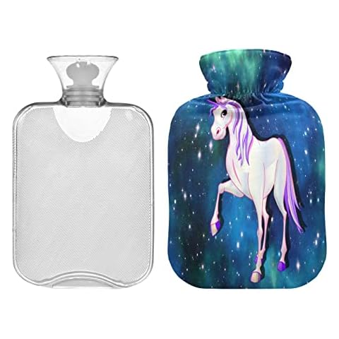 JUMBEAR Purple Unicorn Galaxy Hot Water Bottles with Velvet Cover, 1L Large Hot Water Bag for Warm Pain Relief and Cold Heat Therapy Warm in Winter Gifts, Fit for Kids/Adult Cover