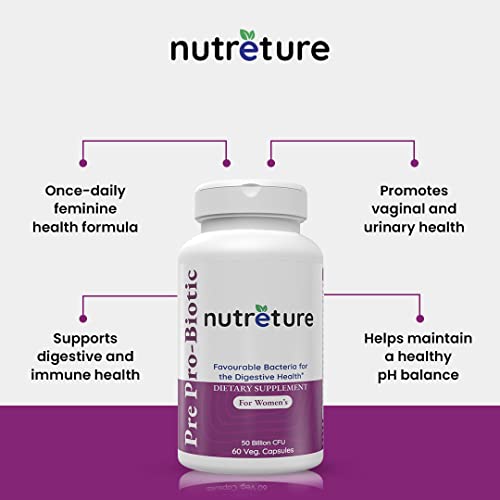 Nutreture Prebiotics And Probiotics For Women | Vaginal Probiotics | Womens Probiotic | 60 Capsules Of Women Probiotic | 50 Billion Cfu #TOP2