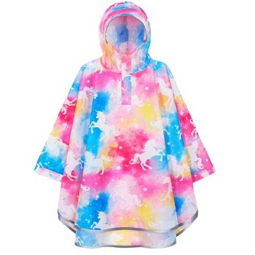 Image of WAWSAM Lightweight Rain Poncho Kids, Ponchos for Kids Waterproof Reusable Hooded, Kids Poncho Rain Jacket