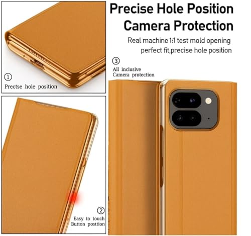 Image of WHITBULL Business Style Leather Case with High Protection Scratch-Resistant Protective Cover Compatible with Google Pixel 9 Pro Fold 5G / Google Pixel Fold 2 5G Brown