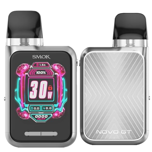 SMOK Novo GT Box Kit Vollbild Vape 30W elektronische Zigarette mit 1700mAh Batterie 2ml Novo Pod M Patrone 0.6/0.8ohm Kein Nikotin (Silber) SMOK Novo GT Box Kit Vollbild Vape 30W elektronische Zigarette mit 1700mAh Batterie 2ml Novo Pod M Patrone 0.6/0.8ohm Kein Nikotin (Silber)