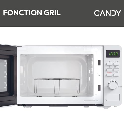 Candy Idea CMGA20SDLWLI Four Micro-ondes Gril 700W 20L Digital, Fonctions Gril et Décongélation, 8 Menus Auto, Cuisson Express, Plateau Tournant, 5 Niveaux de Puissance, Grille Métal, Blanc & Noir – Image 5
