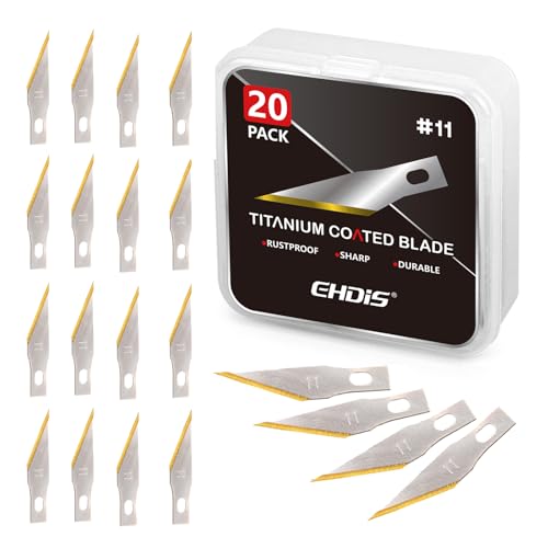 EHDIS 20 pcs Lame Scalpel de Rechange, Lames en Titane Robustes, Lame de Antirouille, pour Cutter de Précision, Scalpel Chirurgical, Scalpel Modelisme, #11