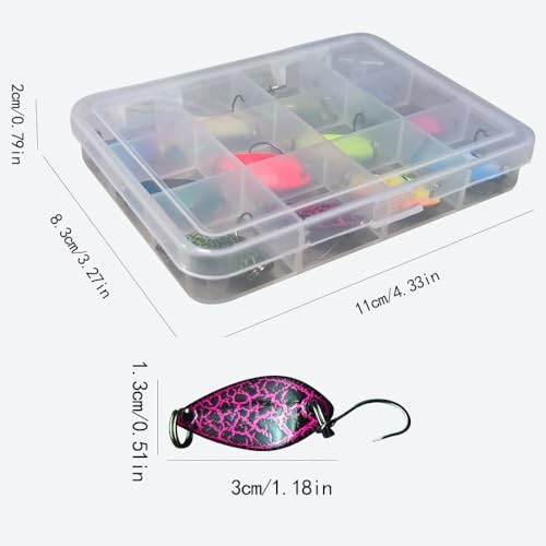 Foto von Forellen Spoon Set Forellenköder 2,5g, Spinner Forellen Trout Blinker Angeln Spoon Angelköder mit Teilig Einzelhaken Haken Aufbewahrungsbox