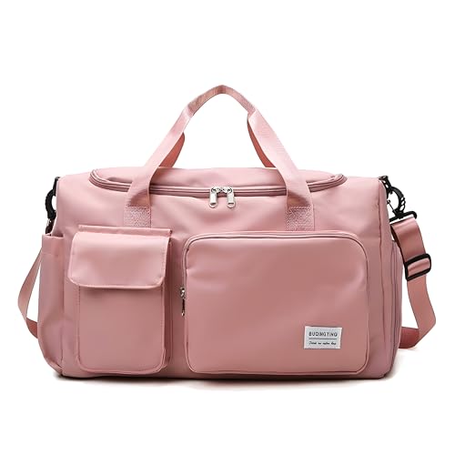 Image of CLAPONE 44 cms Gym Bag for Women Nylon Travel Bags for Women /Duffle Bags /Foldable, with Shoe CompartmentLuggage /Foldable Vanity Travelling Handbags /Gym Shoulder Bag /Duffle Bag (Pink-Gym Bag)
