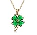 Crystalline Azuria Femme Collier avec Pendentif Trèfle à Quatre Feuilles 18ct Plaqué Or Jaune avec Cristaux Vert imitation Émeraude en Zircone