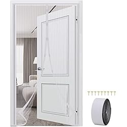 Mosquiteras Imantadas Amazon Mosquitera Puerta Magnetica 100 x 210 cm Sin Taladrar Mosquitera Puertas Puerta de Malla Magnética para Puerta de Balcón Sala de Estar Puerta de Patio(Blanco)