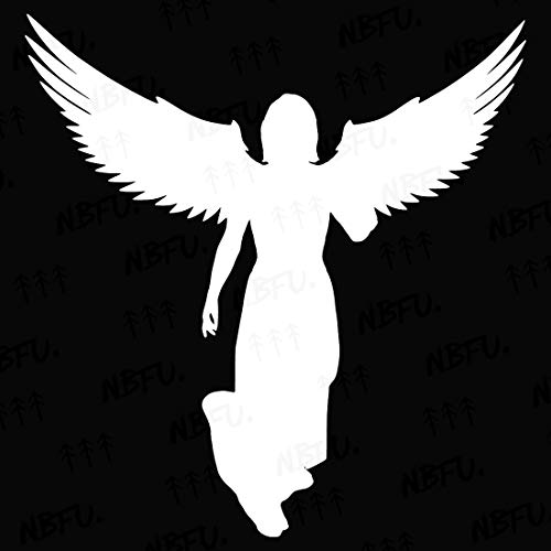 Image of Angel With Wings (White) (Set Of 2) Premium Waterproof Vinyl Decal Stickers For Laptop Phone Accessory Helmet Car Window Bumper Mug Tuber Cup Door Wall Decoration
