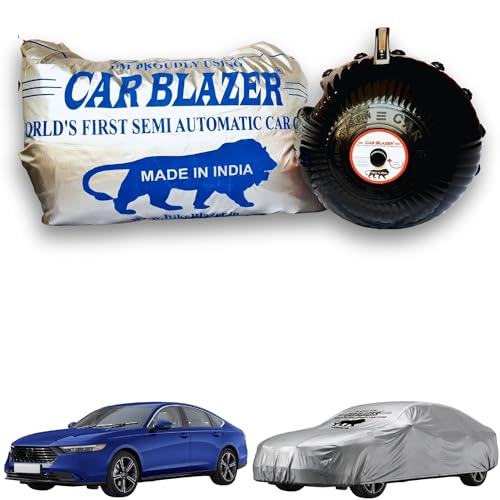 Image of CARBLAZER Portable & Semi-Automatic Full Body Car Covers: Heavy Duty Device| Anti-Theft| Dust & Scratch Proof | Water & Wind Resistant|Custom Fit| Dual-Side Cover, Compatible for Honda Accord New
