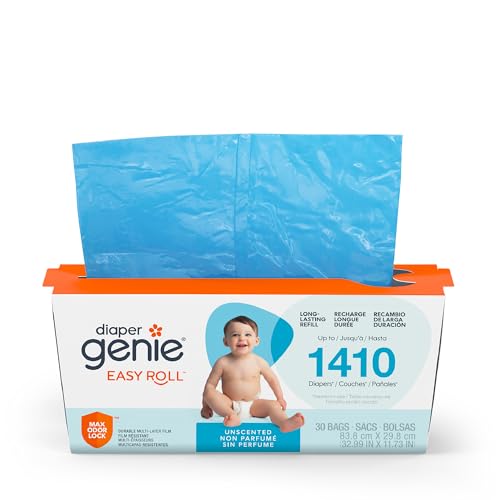 Image of Diaper Genie Easy Roll Refill | 30 Bags Per Refill | Holds Up to 1410 Newborn Diapers | Odor Control | Diaper Pail Refill Bags | Fits Diaper Genie Signature & Platinum Pails