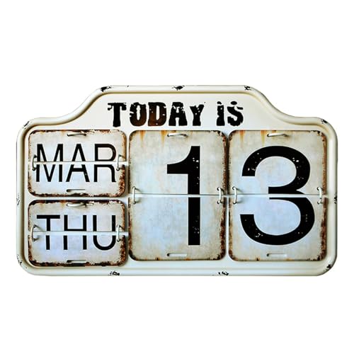 Calendrier perpétuel en métal déco rétro shabby chic pour bureau