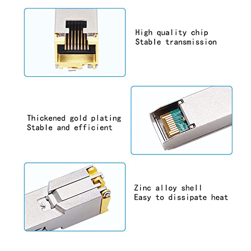 Image of 10GBase-t, SFP-10G-T Optical Module, 10G SFP to RJ45 Conversion Module,Adaptive 10G /5G /2.5G /1G,Support DDM, for Network Switch Cisco TPLINK Ubiquiti UniFi BDCOM QNAP ASUS, 30m,AQR113C chip