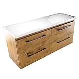 girona muebles jardin Fácil de usar: el armario de baño Girona se compone de un aspecto de roble en el armario con un cuerpo de 18 mm de grosor, asas de metal en color negro y una placa a juego con el armario en color blanco brillante con un grosor de hasta 36 mm. La combinación de placa blanca y asas negras se adapta a todos los colores clásicos de baño - blanco, negro o gris. Los cajones profundos del baúl de baño se pueden guardar de forma segura.