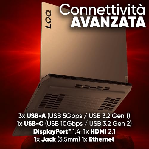 Loq Pc Gaming Portatile i7 14700HX, 64 GB RAM DDR5, GeForce RTX 5060 8GB, SSD 1TB, Notebook Gaming Display IPS 15,6" FHD 144Hz, Laptop Gaming Tastiera Retroilluminata, Wi-Fi 6, Thunderbolt - Notebook - Immagine 4