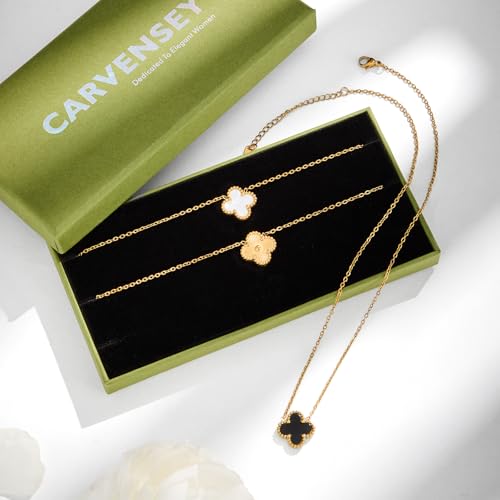 Lucky Clover Jewelry Set for Women, 18K Gold Plated Flower Design Leaf Necklace and Bracelet Set, Lucky Gifts for Birthday, Vlentine's Day, Anniversary, Chiristmas, New Year2