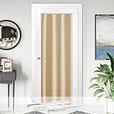 NICETOWN French Door Curtain with Sliding Curtain Track, Farmhouse Room Darkening Thermal Insulated 36 x 72 Inches Long Gliding Door Kitchen Panels Coverings, 1 Panel, Biscotti Beige