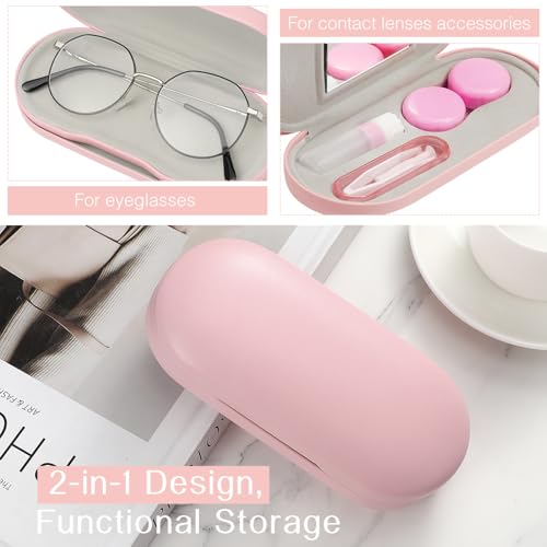 MoKo Double Eyeglass Case, Contact Lens Case with Mirror Tweezers Remover - Image 2