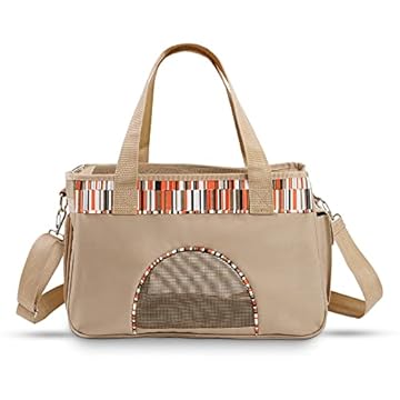 Bolsa Pet de Passeio para Cães e Gatos, Petgram, Londres Bege - Com Fundo Removível e Prendedor para Coleira