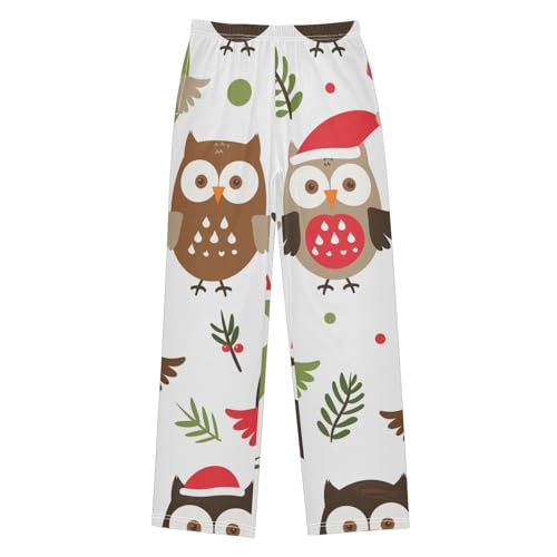 Owl Spruce Branch Boys Long Pants Soft Trousers Elastic Waist Kids Lounge Bottoms with Pockets S-XL