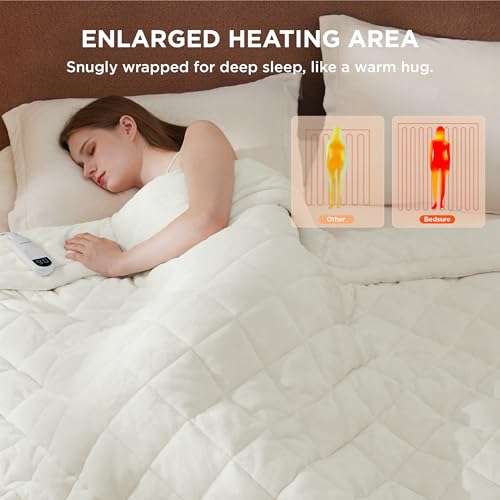 Image of Bedsure Electric Blanket Full Size - Heated Weighted Blanket Full with 6 Heat Settings, Fasting with 10 Time Settings & 8 Hours Auto-Off (72x84 inches, Ivory)